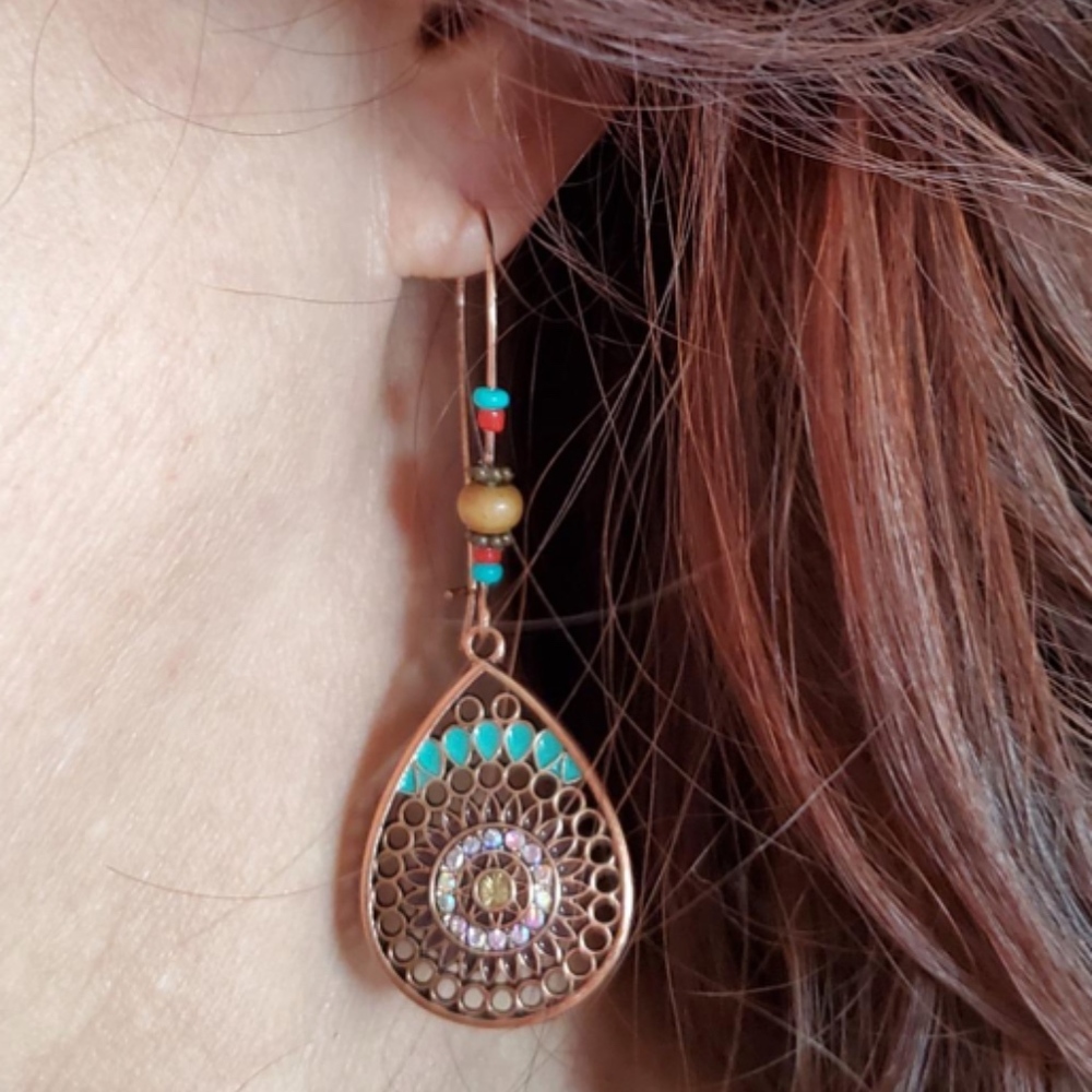 Hollow Water Drop Shaped Alloy Long Earrings women